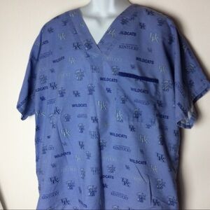 University of Kentucky Blue Wildcat Scrubs Top Large Size‎